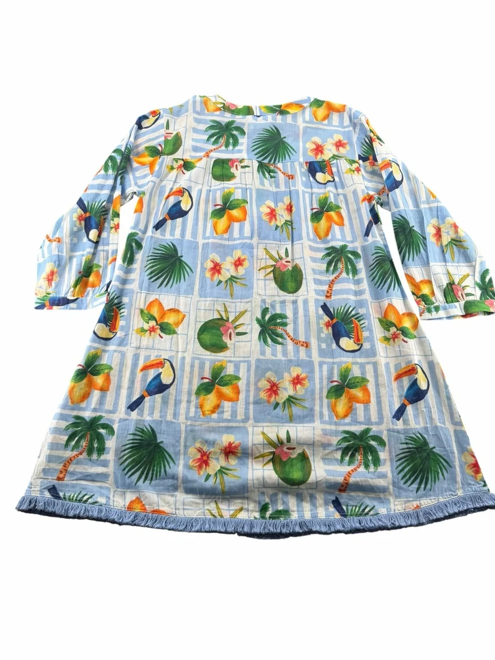 Beach Cover-up True Destinations Resort Wear Tropical Print 100% Cotton Size: M